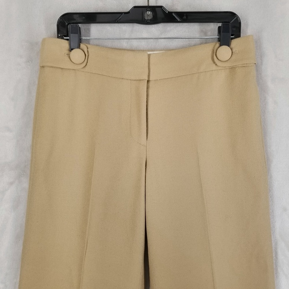 J Crew Pants Women 8 Tan Wool Wide Leg Cuff Favorite Fit Minimal Capsule Neutral - Picture 7 of 11